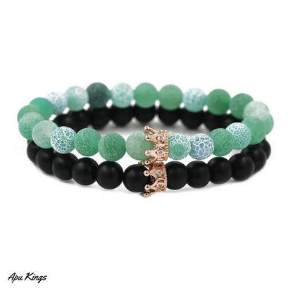 Pulsera pareja imantado de piedras volcanicas