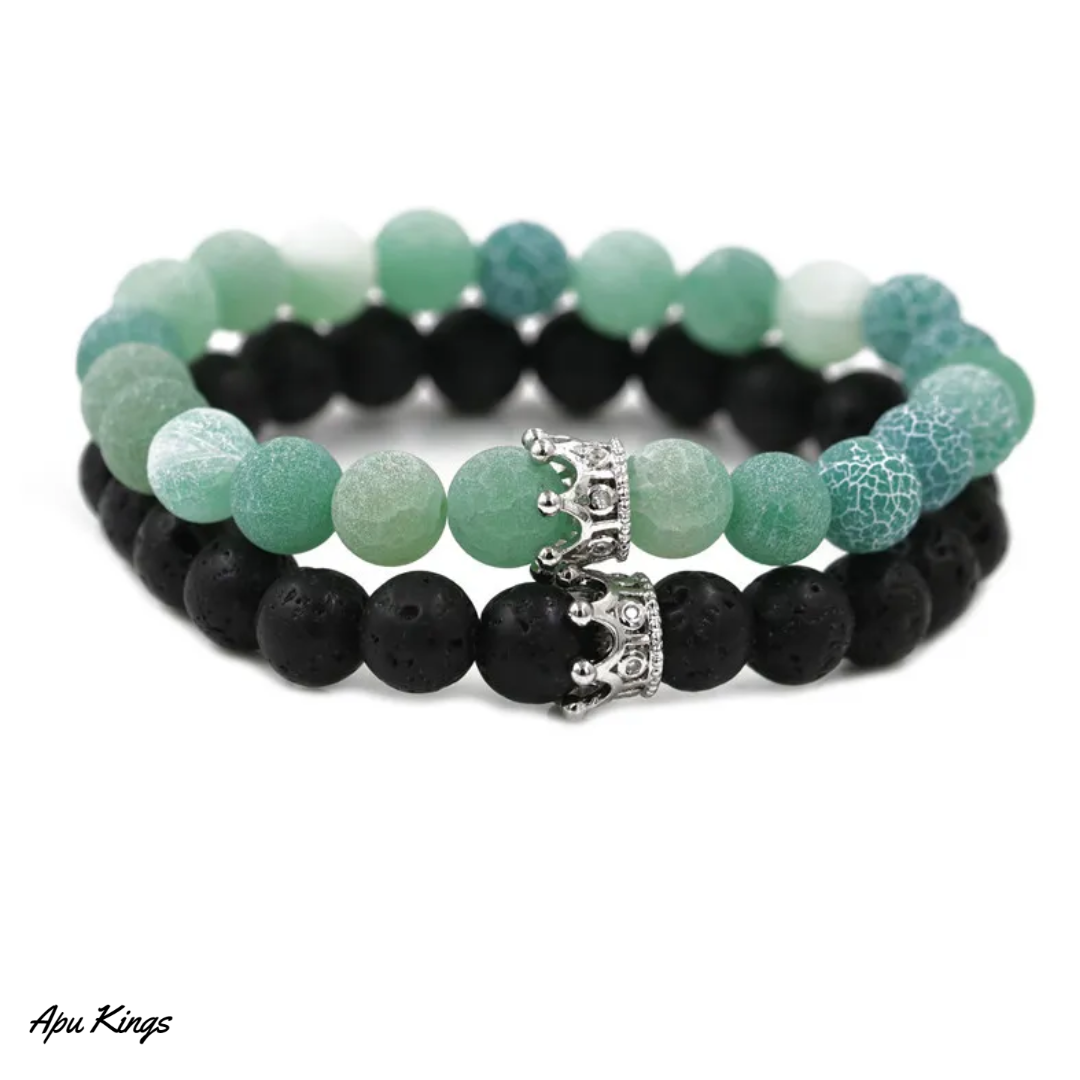 Pulsera pareja imantado de piedras volcanicas