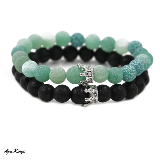 Pulsera pareja imantado de piedras volcanicas