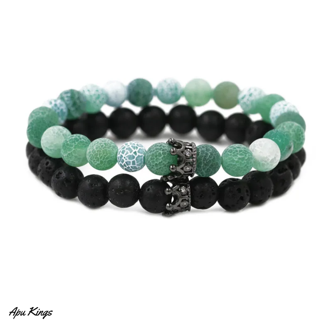 Pulsera pareja imantado de piedras volcanicas